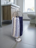 Showerdrape White Opera toilet roll holder and towel ring set (British brand)
