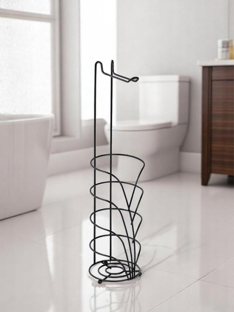 Showerdrape Black Vertu Toilet Roll & Spare Holder & Over Dook Hook Set