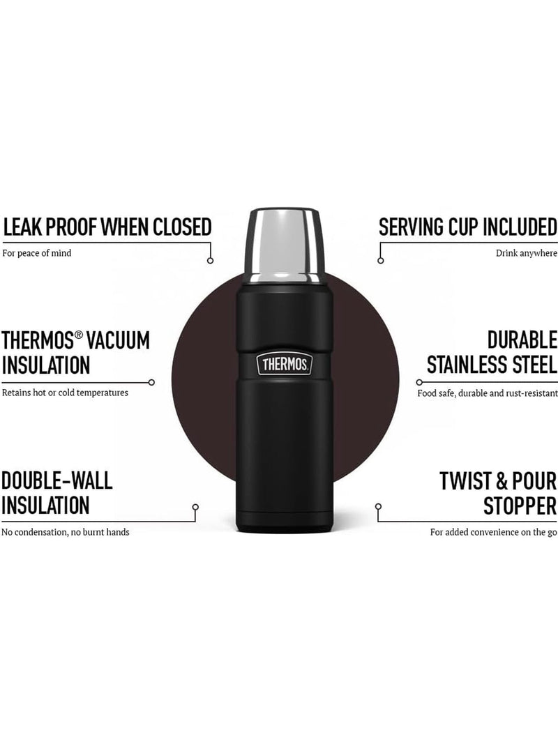 Thermos Matt Black Stainless King 470ml flask, UK version