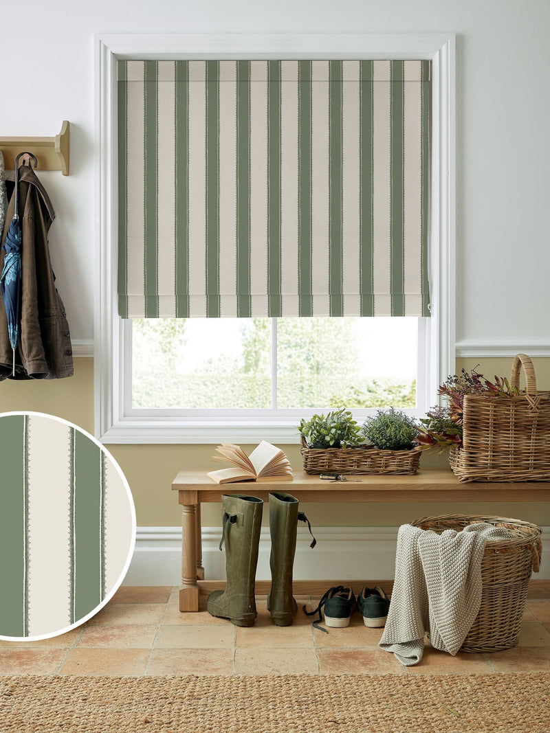 Laura Ashley roman blind green Denwick Stripe made to measure - British product