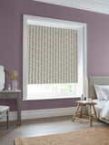 Laura Ashley Talon Stripe roller blind dusky plum purple, imported from the UK