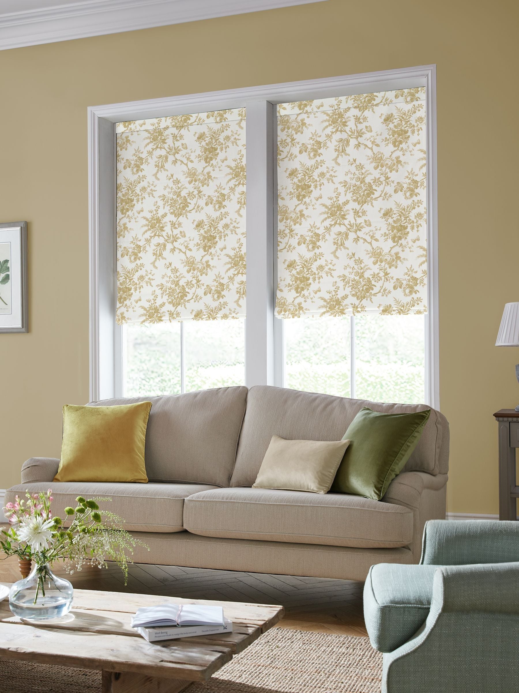 Laura Ashley made to measure yellow floral roman blind - British product