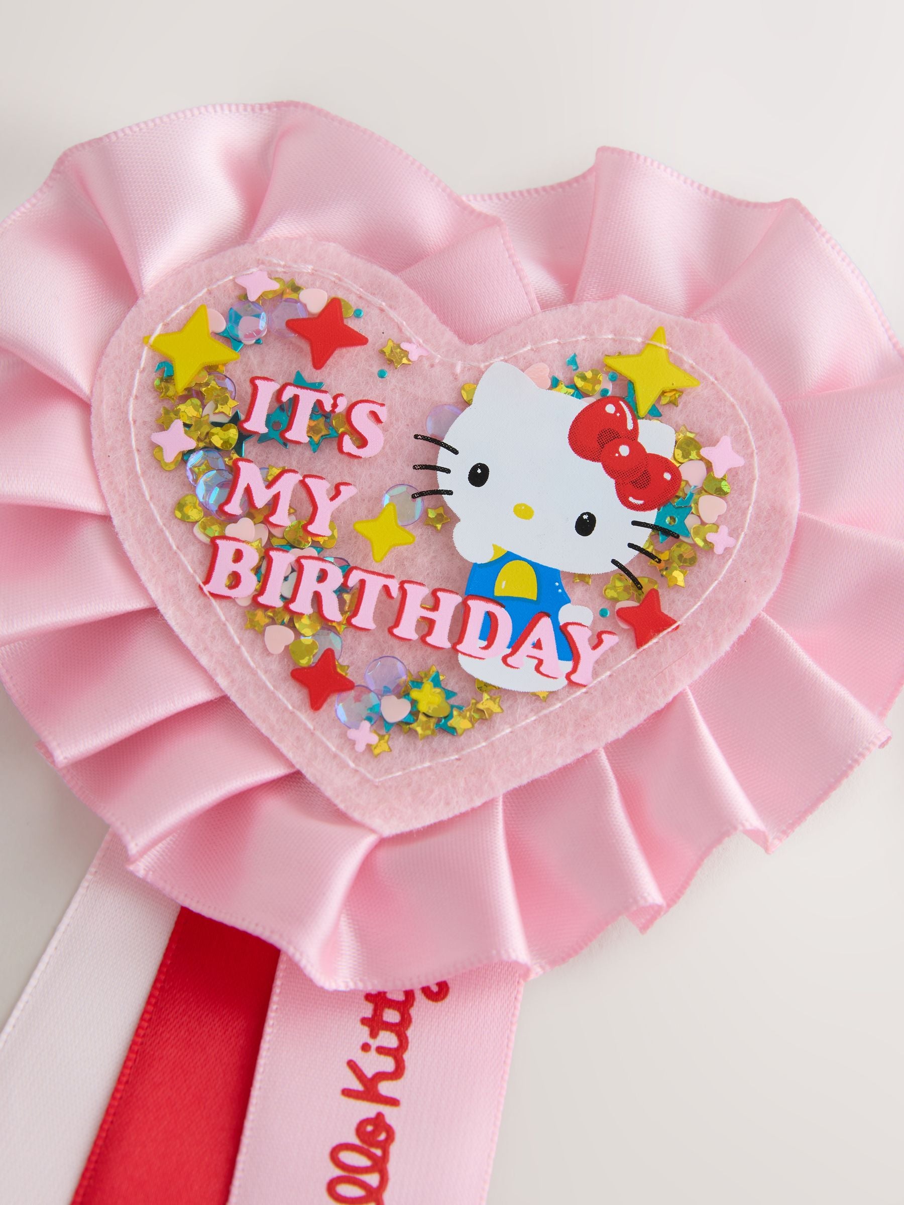 Hello Kitty pink birthday badge, imported from the UK