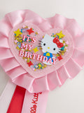 Hello Kitty pink birthday badge, imported from the UK