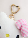 Pink Hello Kitty plush keyring, imported from the UK