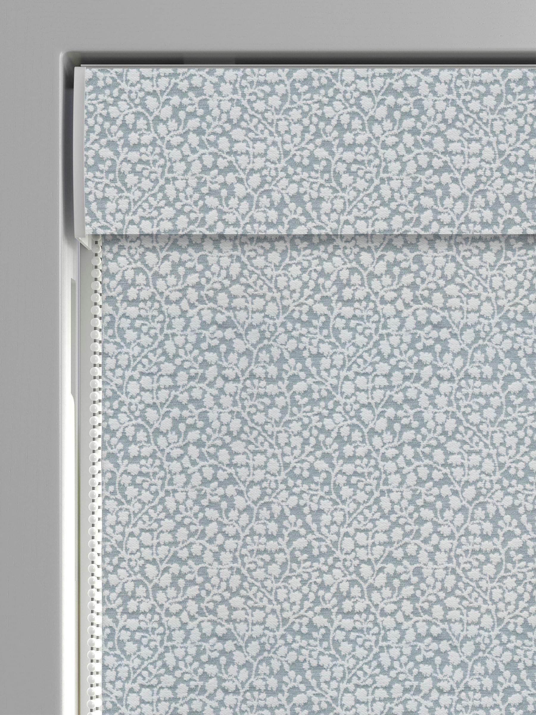 Blue floral chenille roman blind made to measure, imported from the UK
