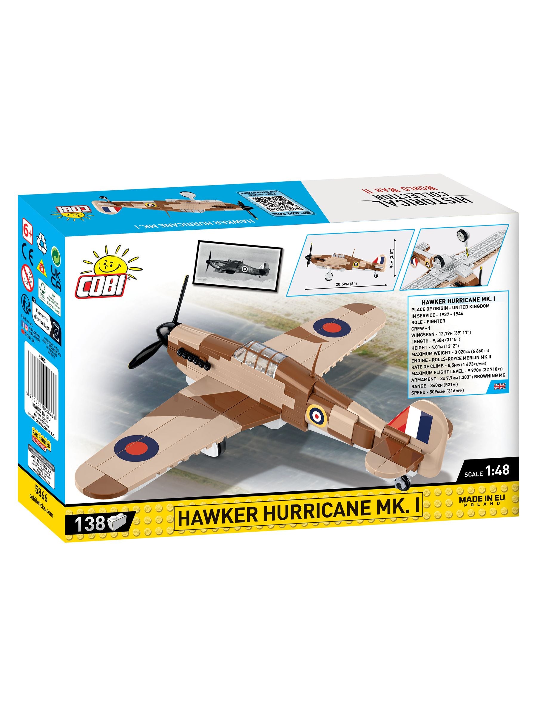 Cobi model kit Hawker Hurricane Mk.1 1:48 scale (British brand)
