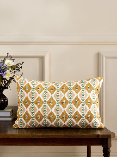 Next Nina Campbell Ochre Ikat Stripe Embroidered Cushion 30cm x 50cm- Buy online at McGrocer