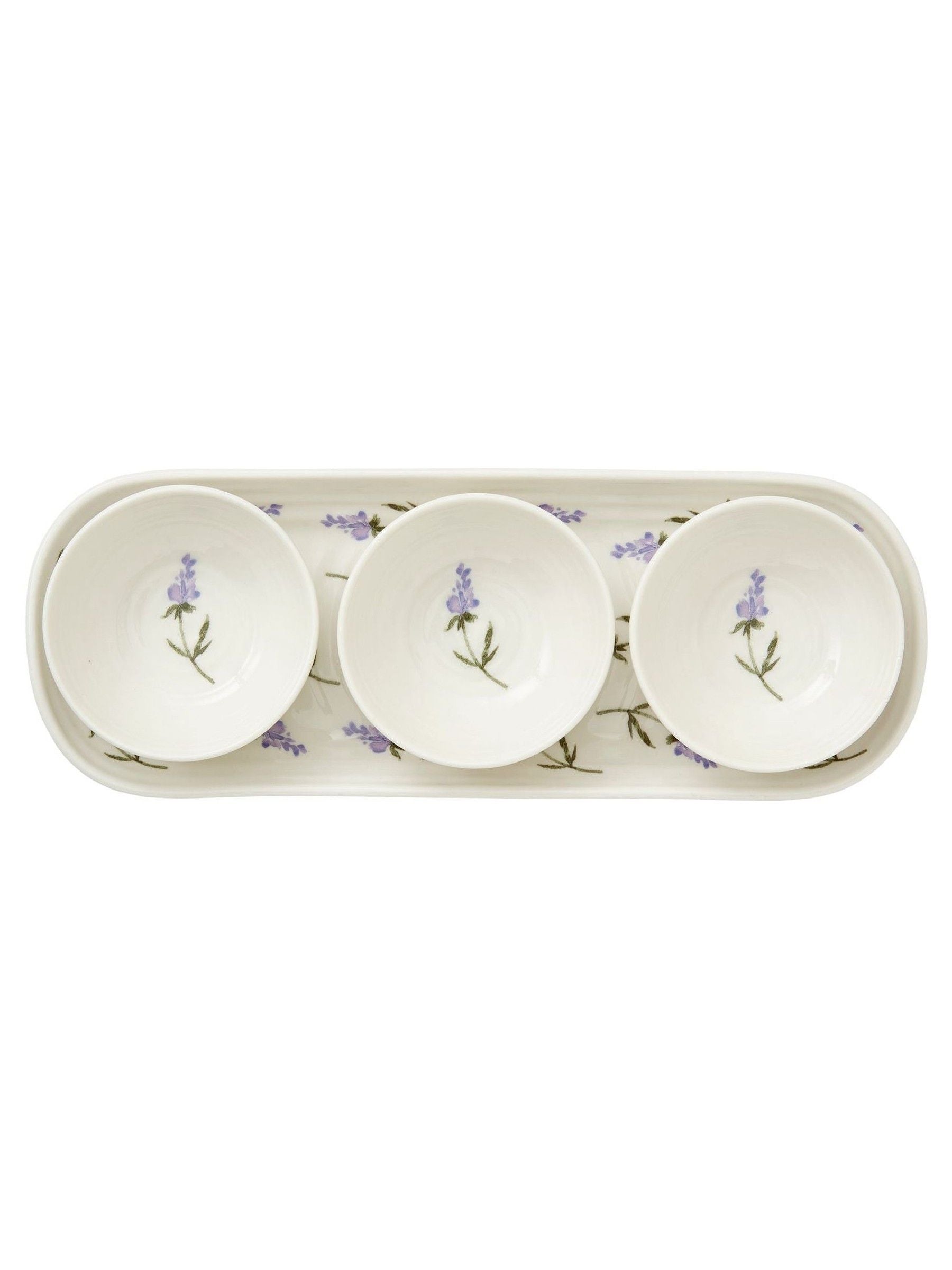 Sophie Conran white Lavandula porcelain bowl and tray set (British brand)