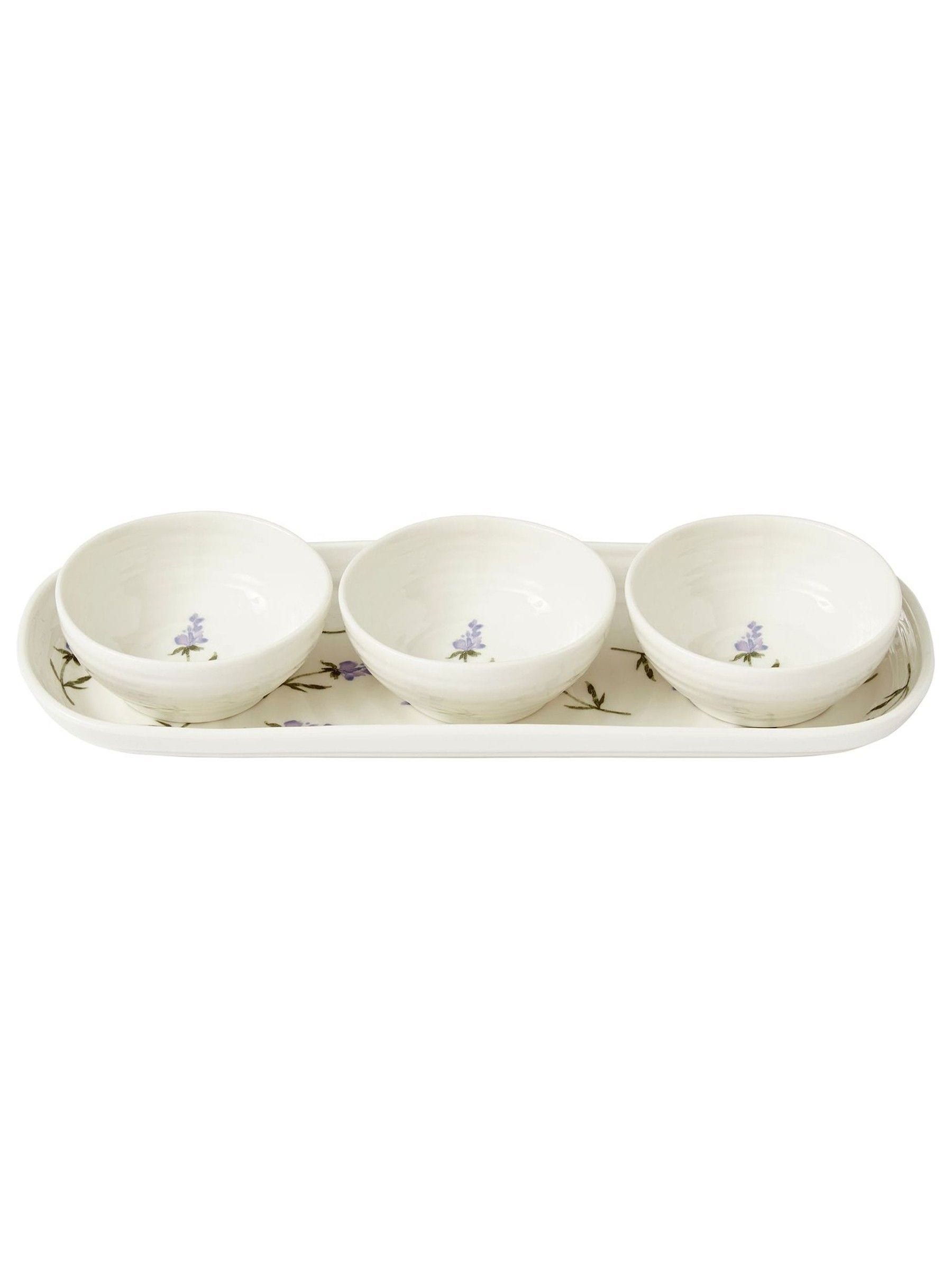 Sophie Conran white Lavandula porcelain bowl and tray set (British brand)