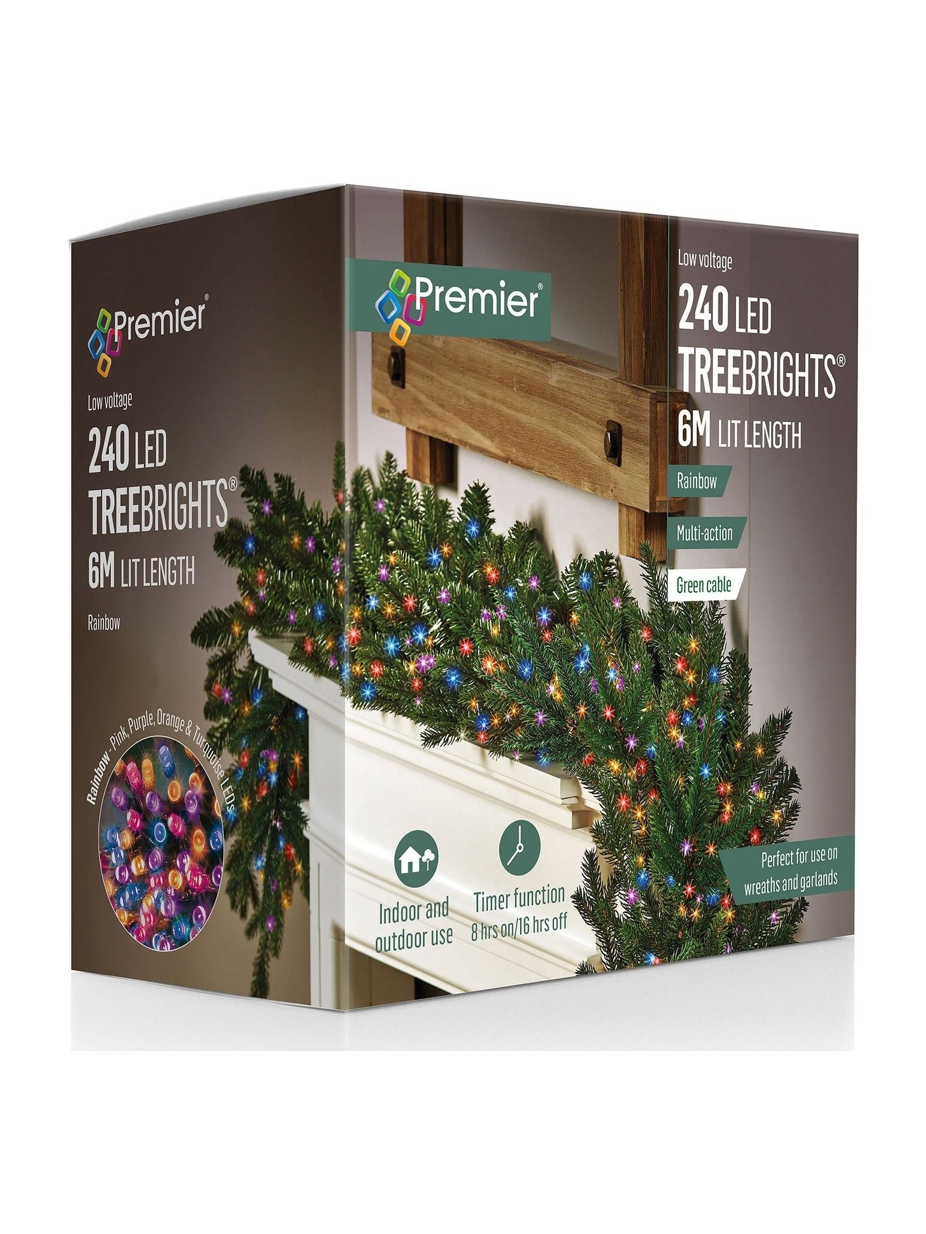 Premier Decorations rainbow 240 LED tree lights - British product