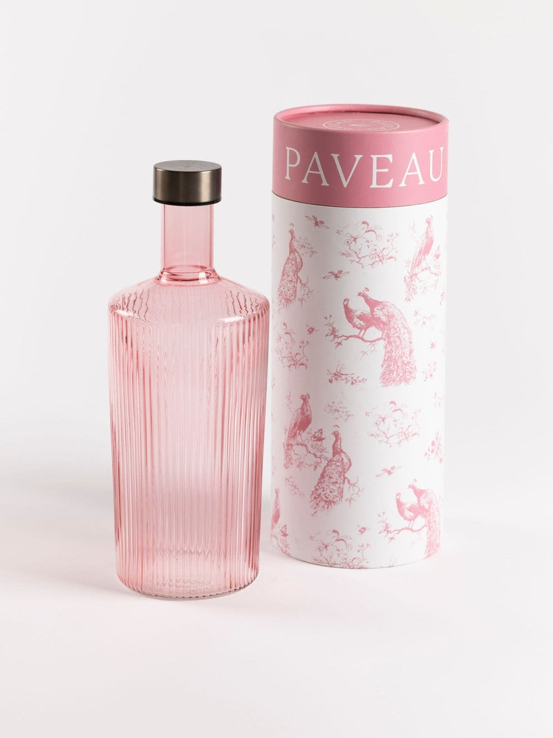 Paveau Yellow Cable Ribbed Glass Water Bottle 1.25L