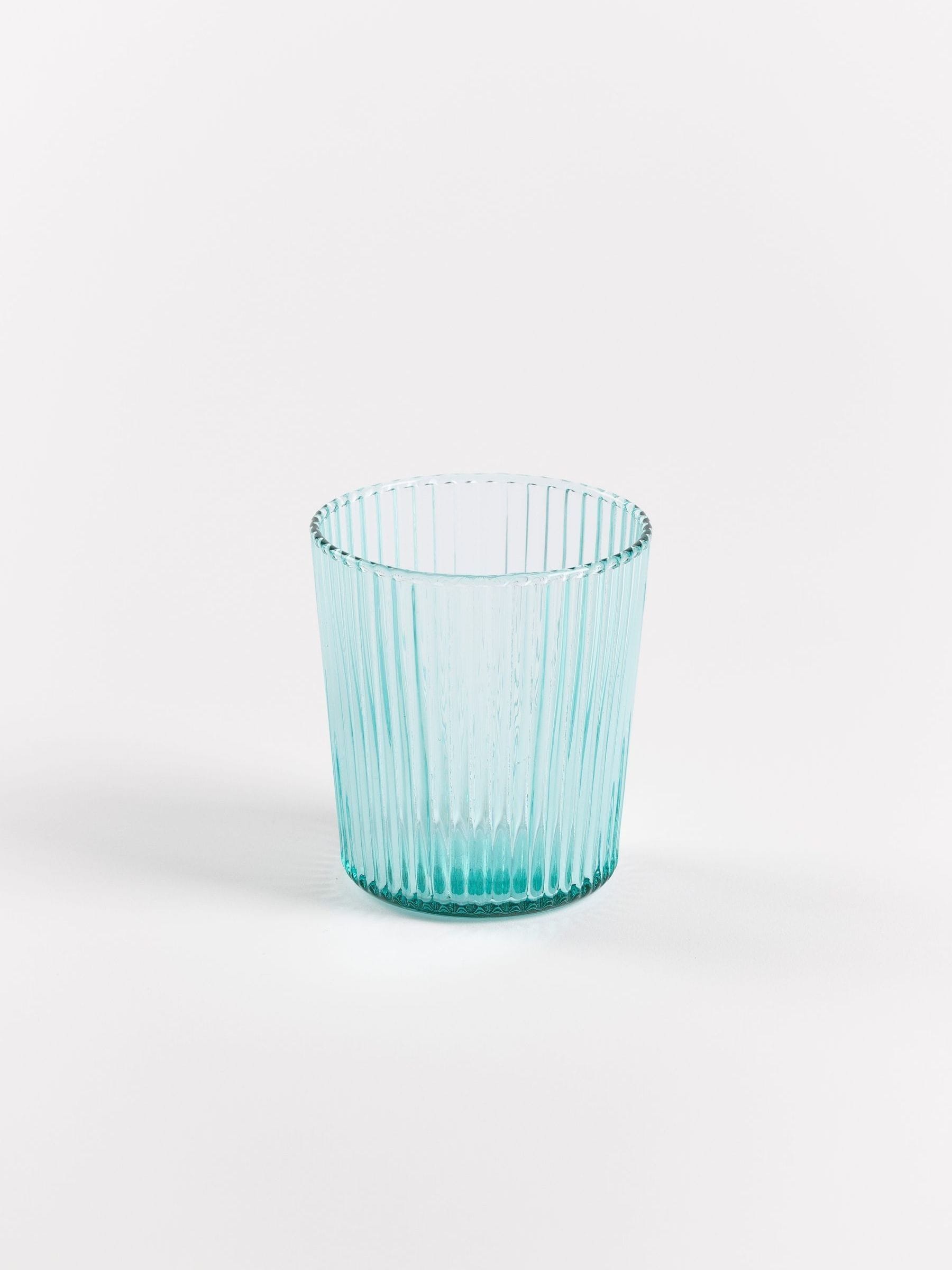 Paveau Set of 6 Green Cable Ribbed Water Glasses