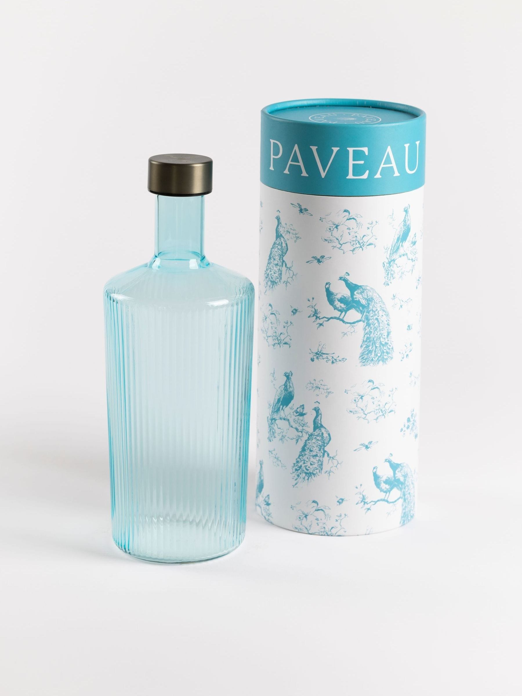 Paveau Yellow Cable Ribbed Glass Water Bottle 1.25L