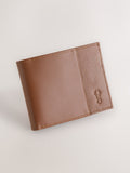 Tan brown leather bifold wallet with stag embossing (British brand)
