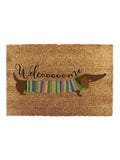 Artsy Mats brown welcome sausage dog doormat 60x40cm, imported from the UK