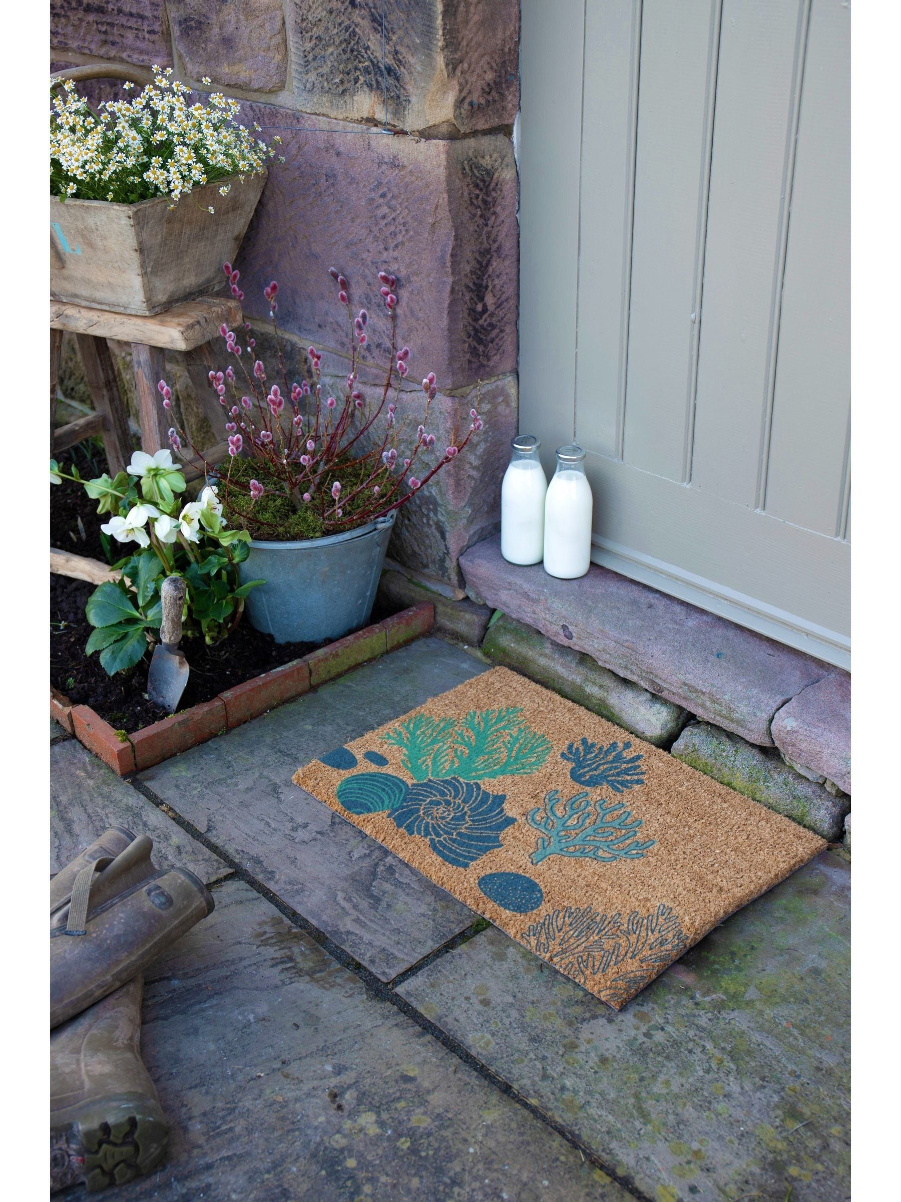 Artsy Mats brown coral and shells doormat 60x40cm (British brand)