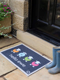 Hug Rug Navy Hello Ewe outdoor doormat, UK version