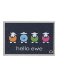 Hug Rug Navy Hello Ewe outdoor doormat, UK version