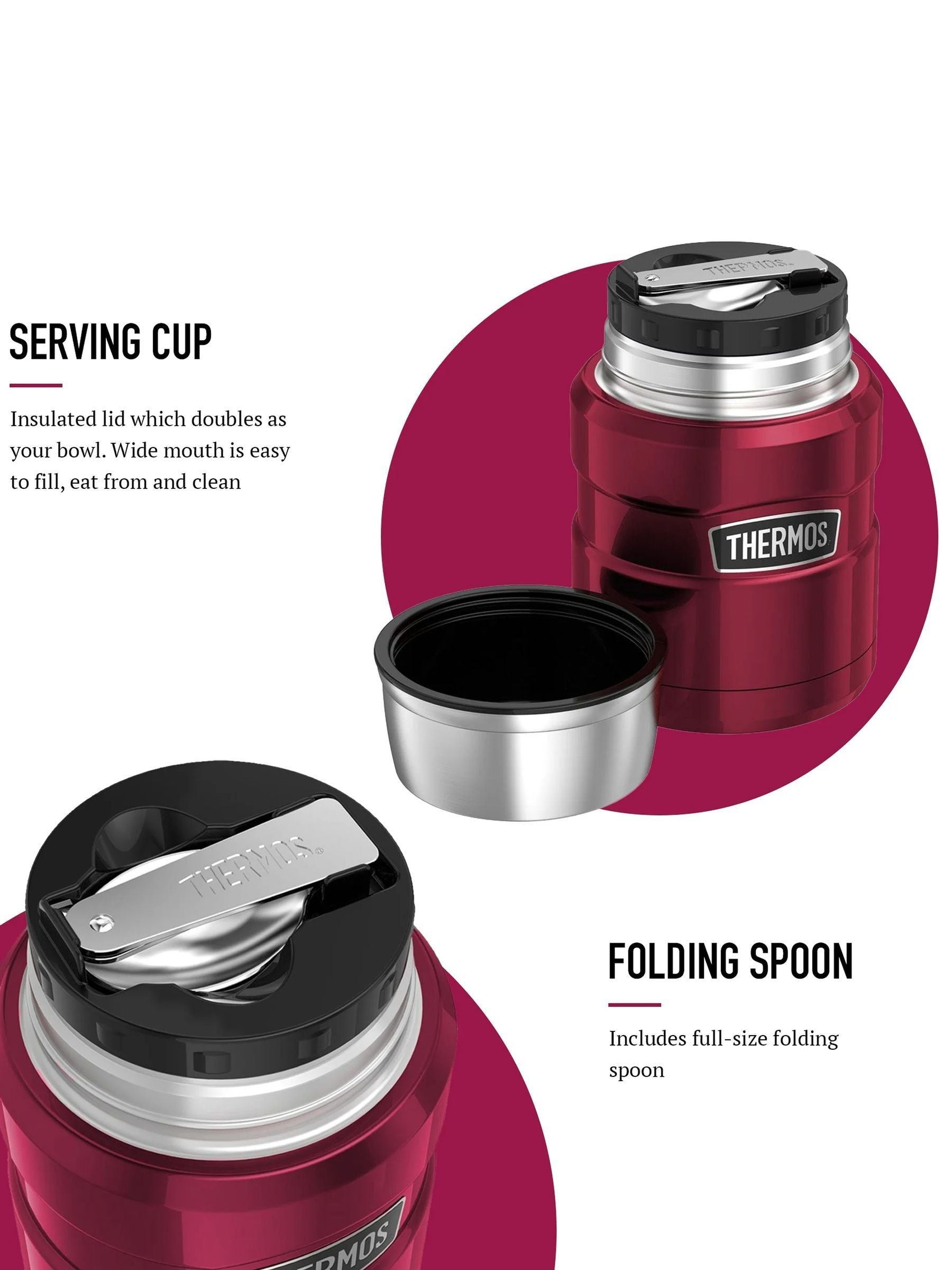 Thermos Raspberry Stainless King food flask 470ml, UK version