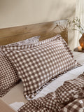 Yard pillowcases chocolate check Oxford pair, UK version