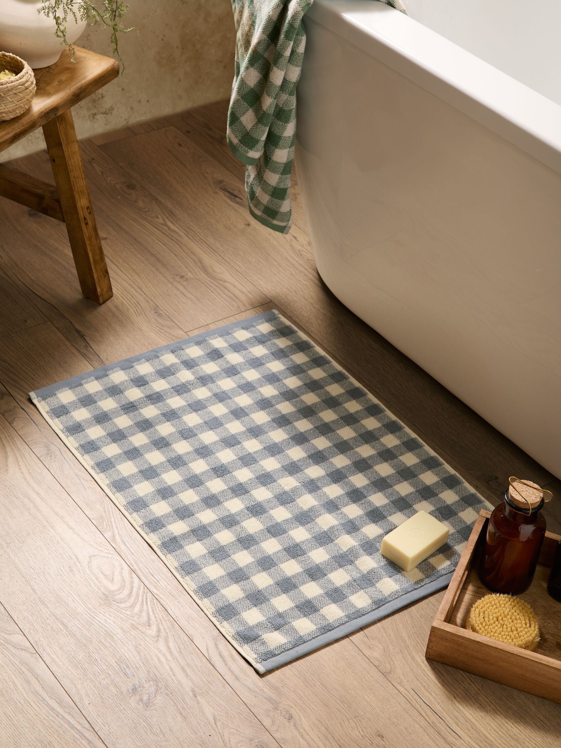Yard Denim Barton Check Bath Mat