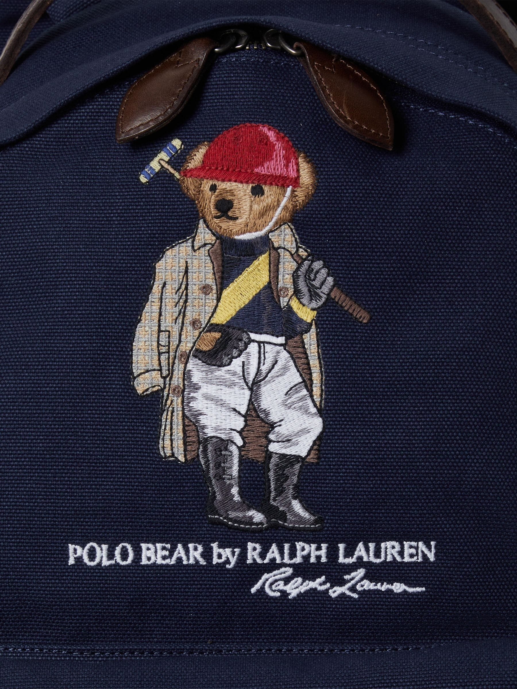 Polo Ralph Lauren Blue Bear canvas leather large backpack, UK version