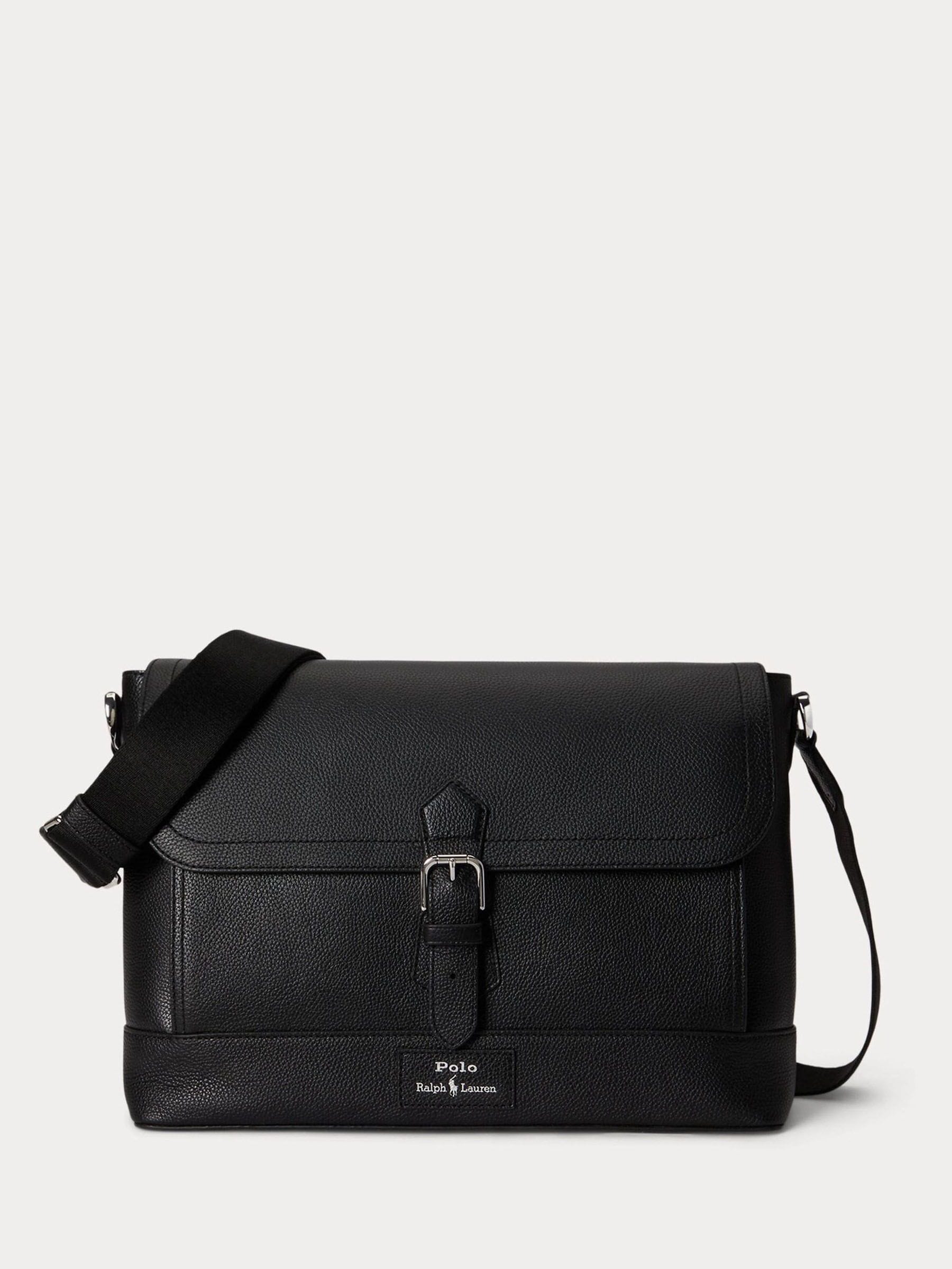 Polo Ralph Lauren black pebbler leather messenger bag - British product