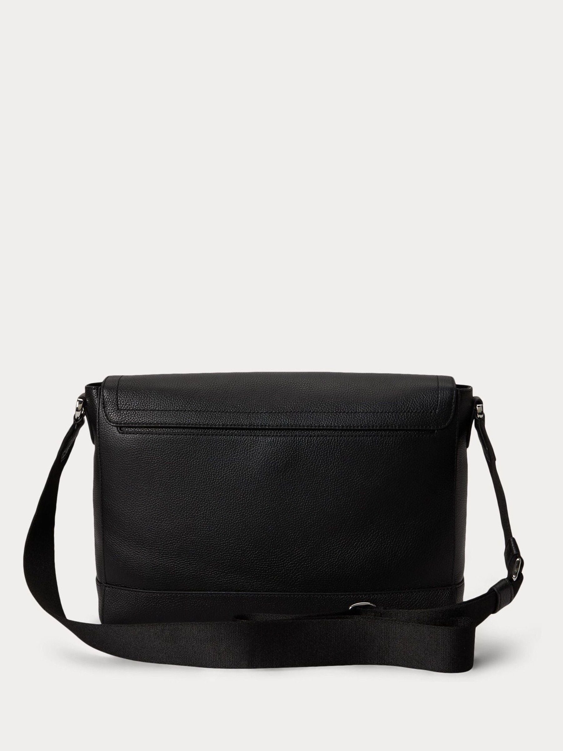 Polo Ralph Lauren black pebbler leather messenger bag - British product