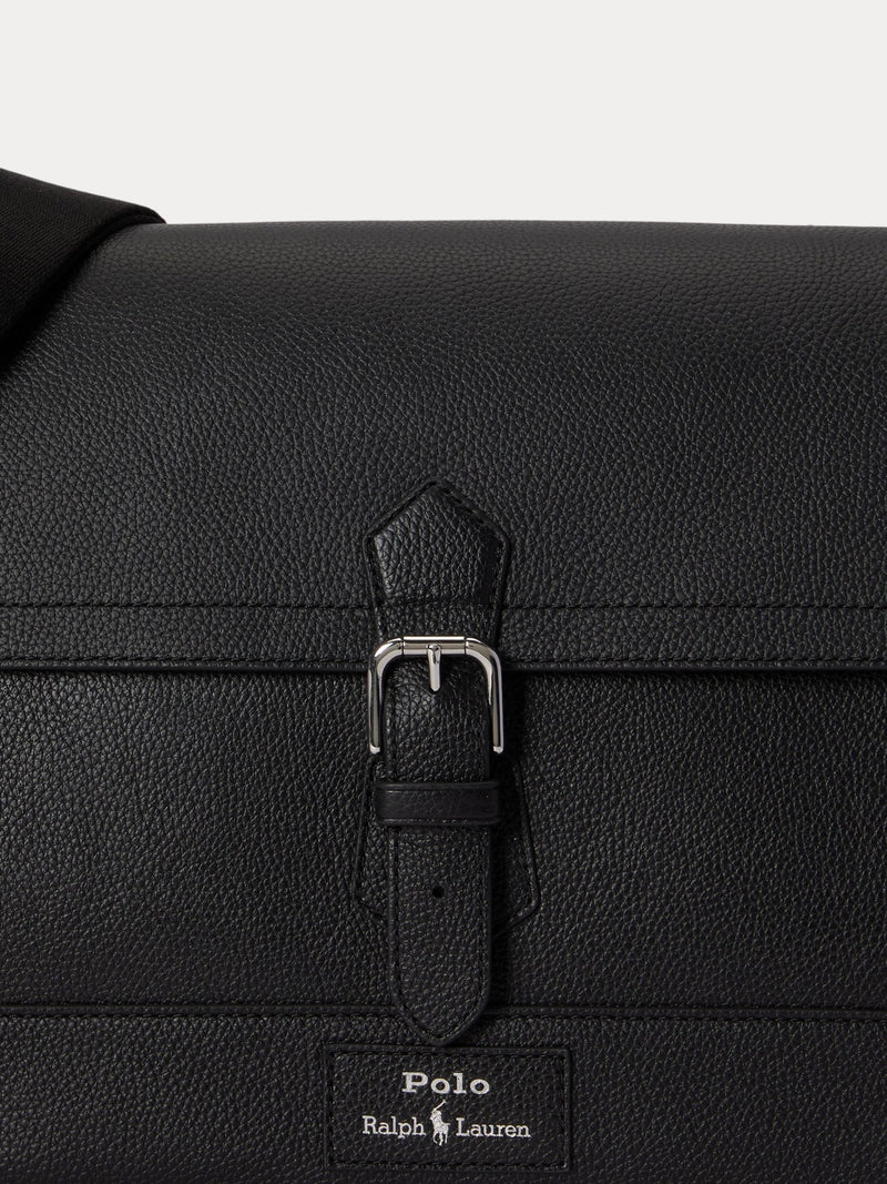 Polo Ralph Lauren black pebbler leather messenger bag - British product
