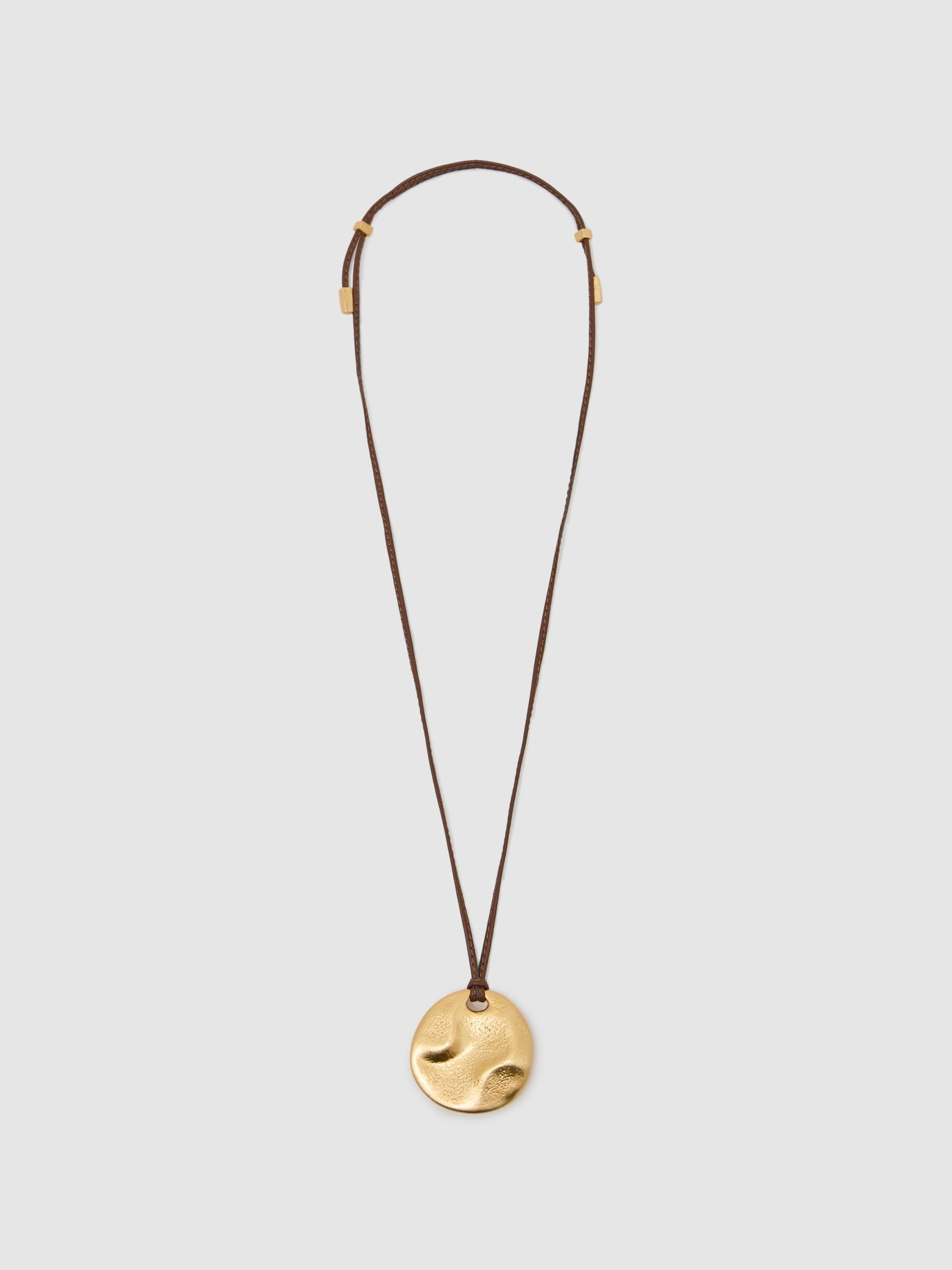 Reiss gold tone Orla large cord pendant necklace 4cm, UK version
