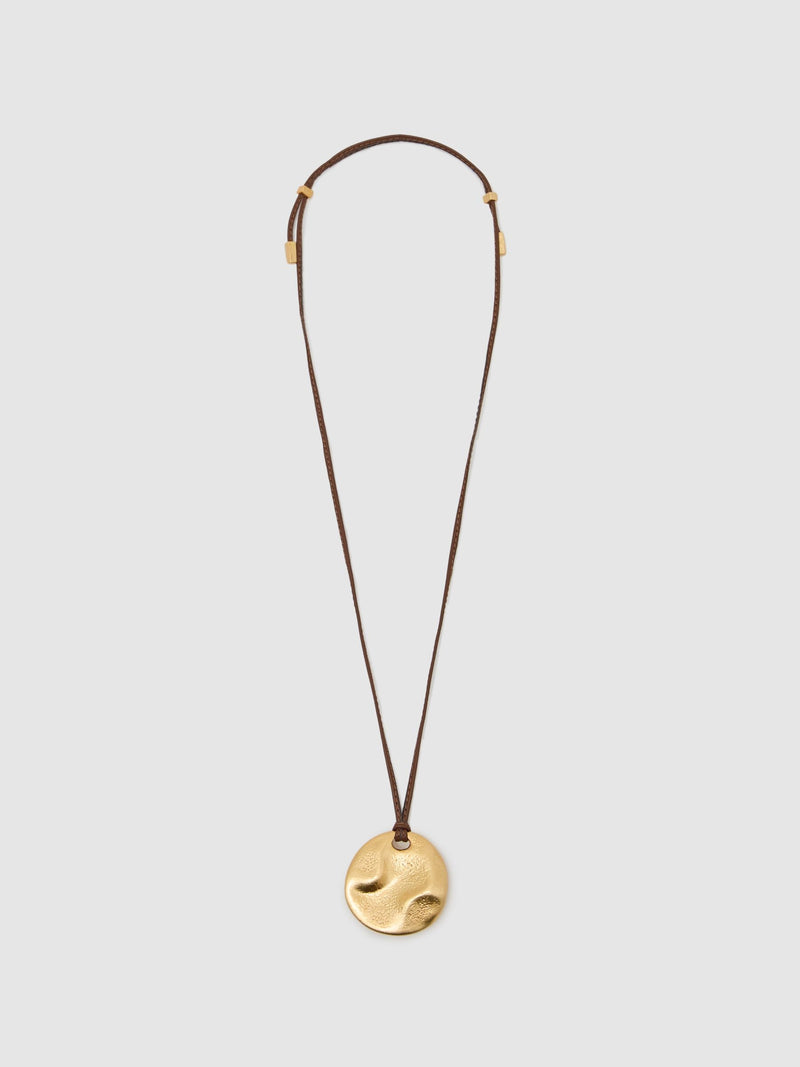 Reiss gold tone Orla large cord pendant necklace 4cm, UK version