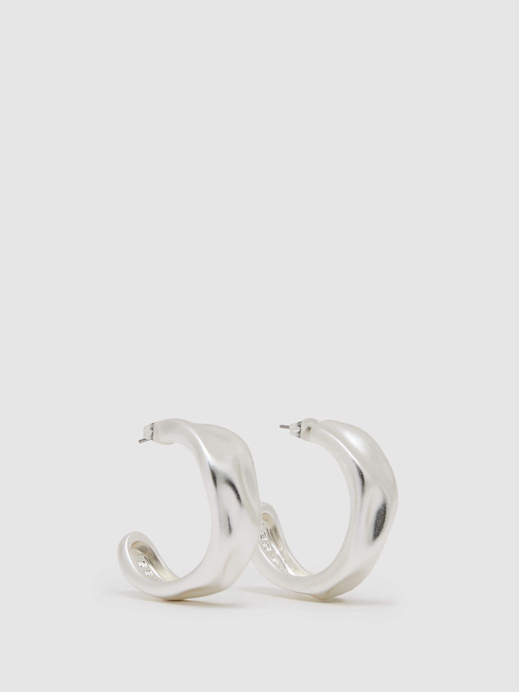 Reiss silver tone sculpted hoop earrings - British product