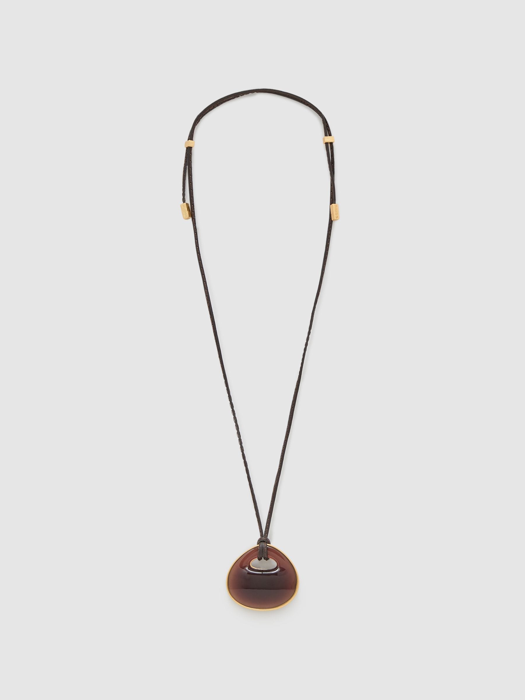 Reiss Burgundy Pippa large resin pendant necklace (British brand)