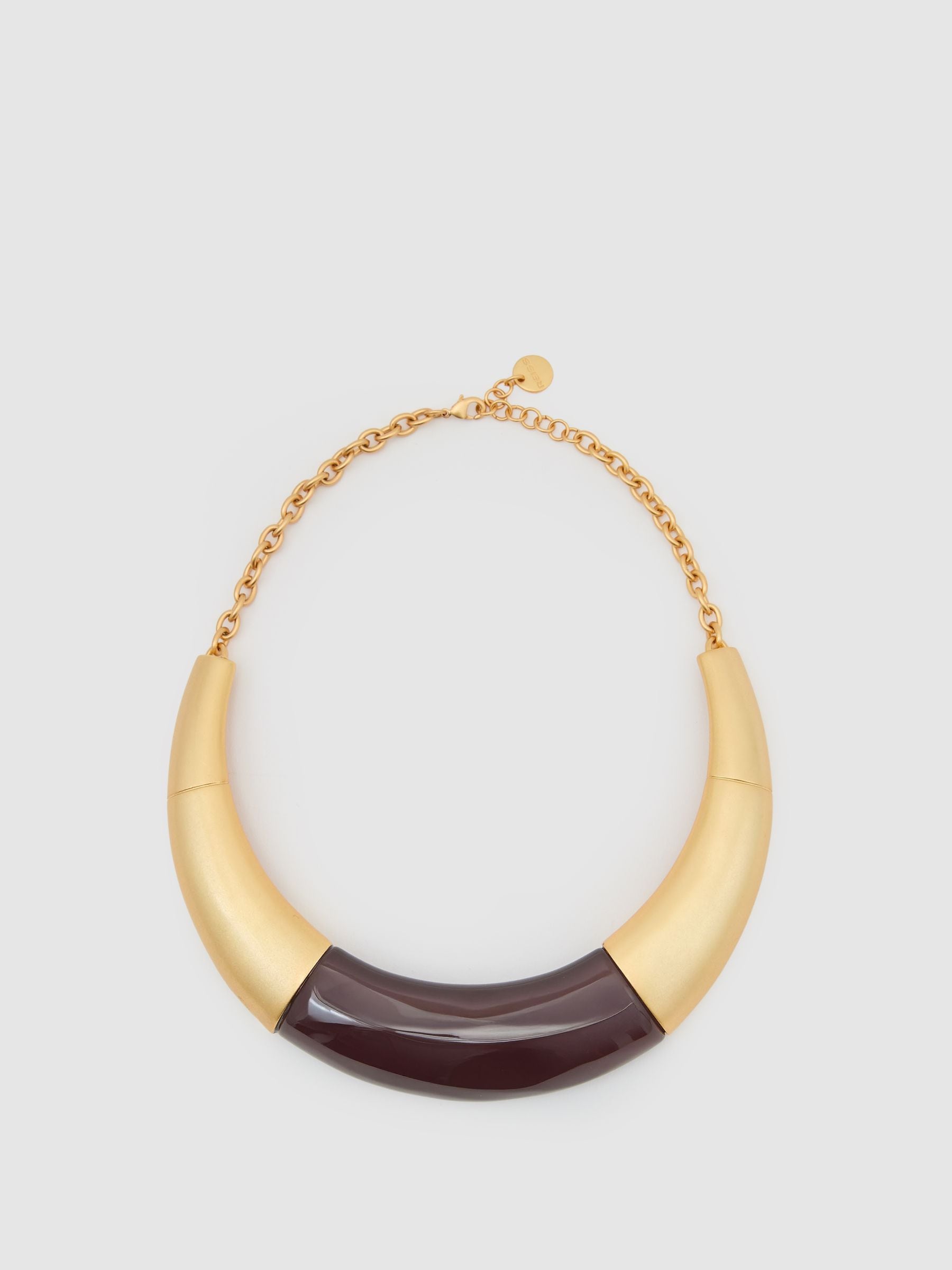 Reiss gold tone Paige curve resin choker necklace, imported from the UK
