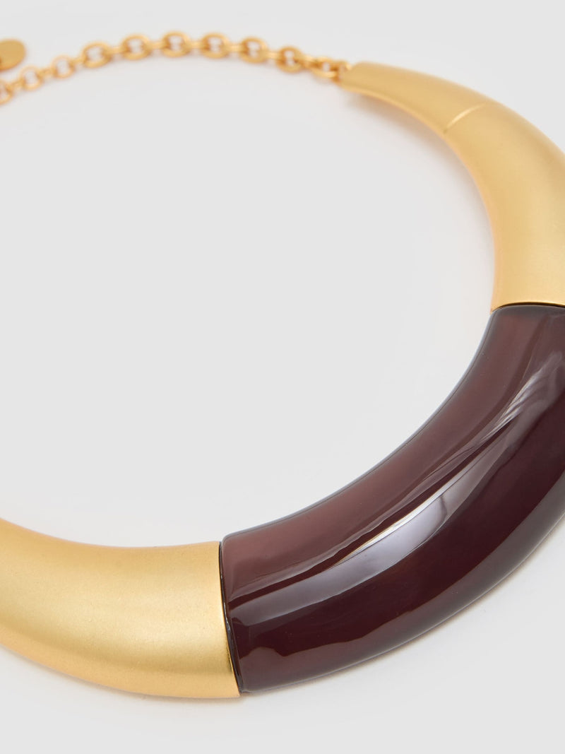Reiss gold tone Paige curve resin choker necklace, imported from the UK