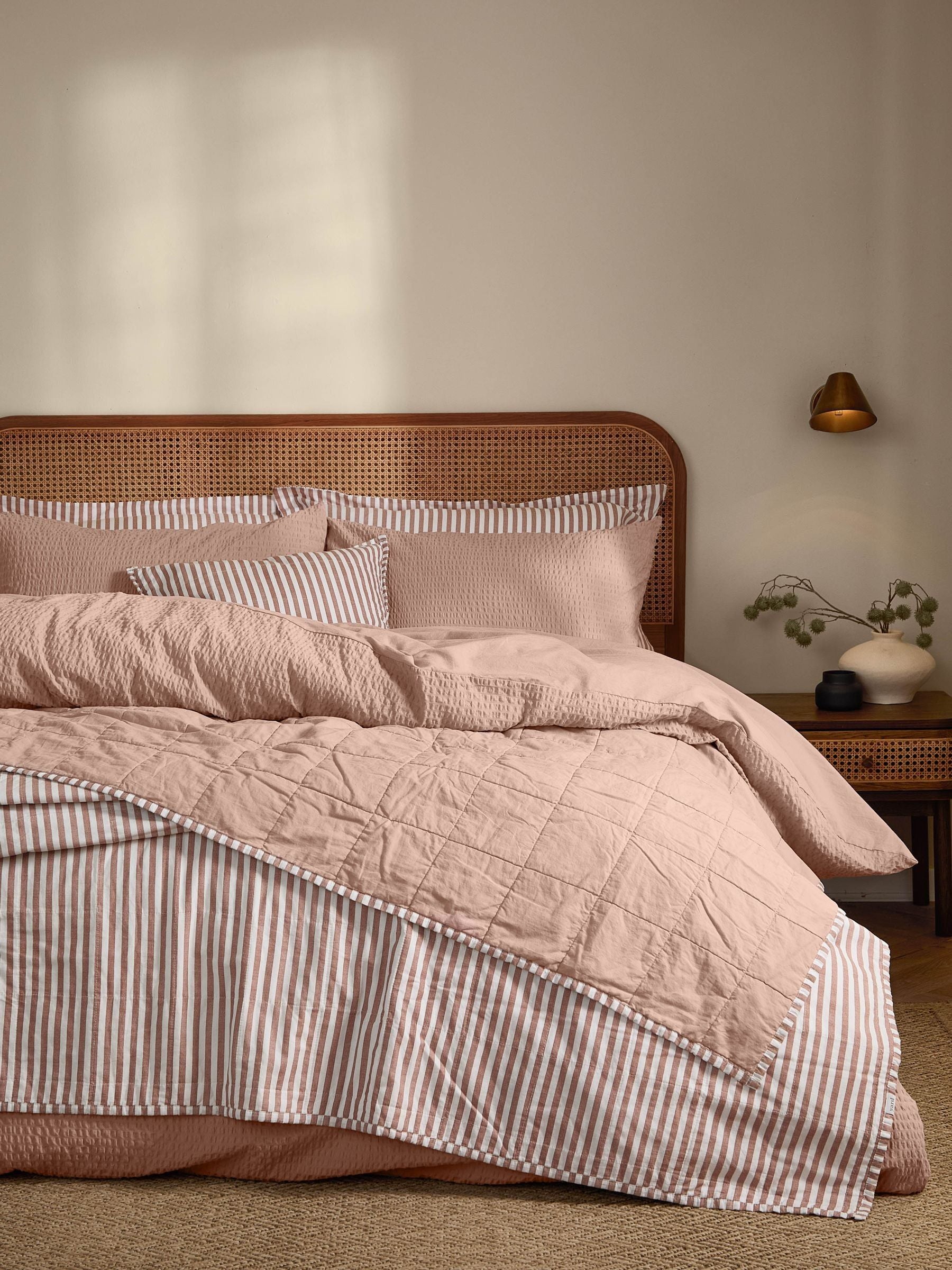 Yard Pecan Hebden Stripe Stonewashed Cotton Bedspread