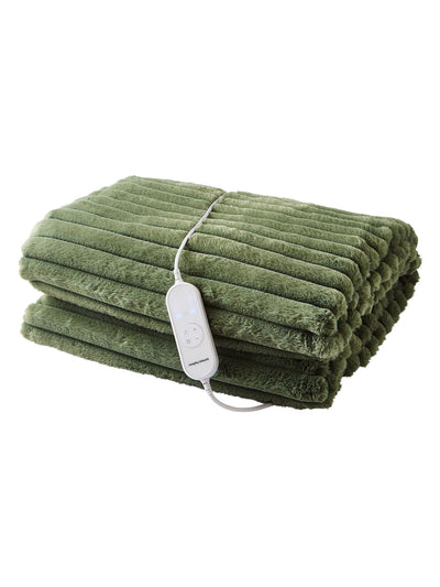 Next Morphy Richards EverCosy Luxury Striped Fleece Electric Heated Throw Green Small- Buy online at McGrocer