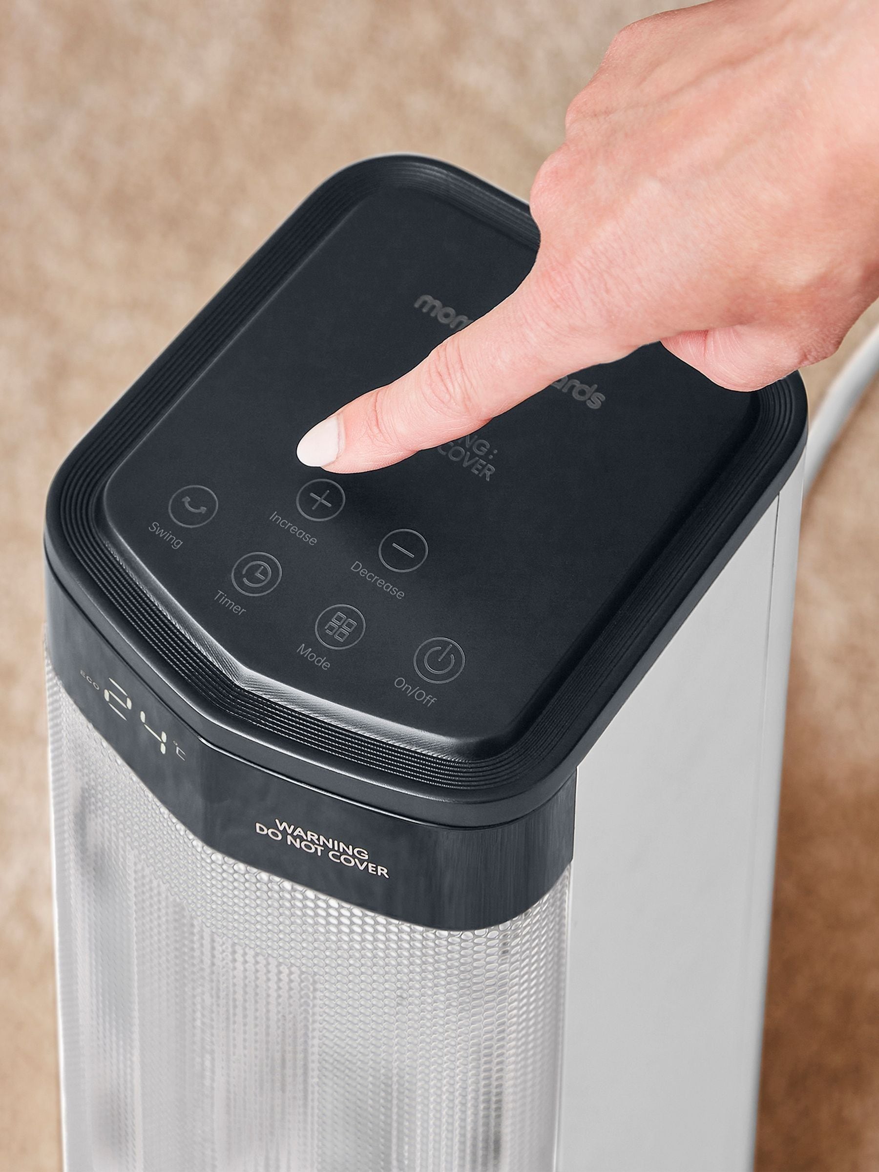 Morphy Richards white ceramic tower fan heater (British brand)