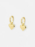Oliver Bonas Cora engraved heart charm hoop drop earrings, UK version