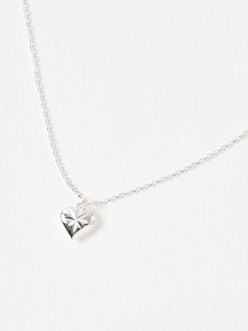 Oliver Bonas sterling silver Cora heart pendant necklace, UK version
