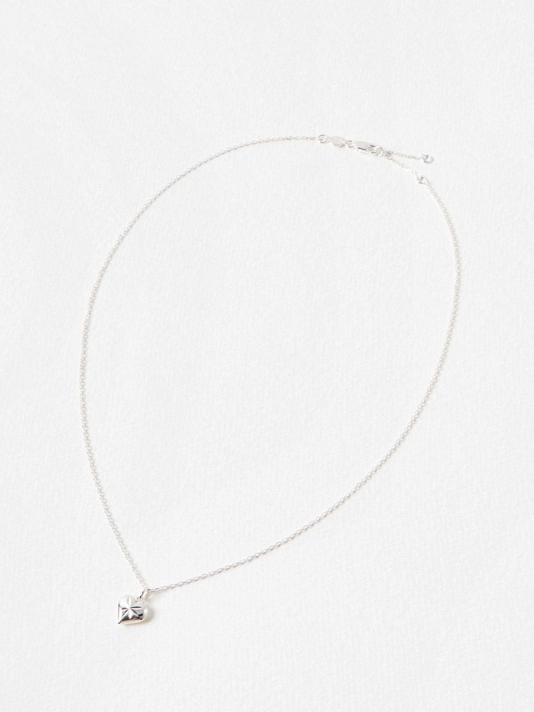 Oliver Bonas sterling silver Cora heart pendant necklace, UK version