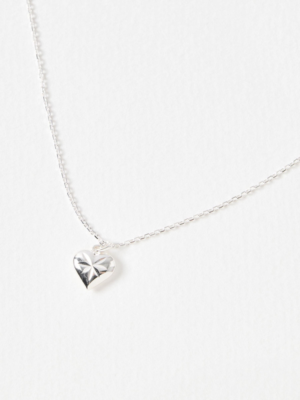 Oliver Bonas sterling silver Cora heart pendant necklace, UK version