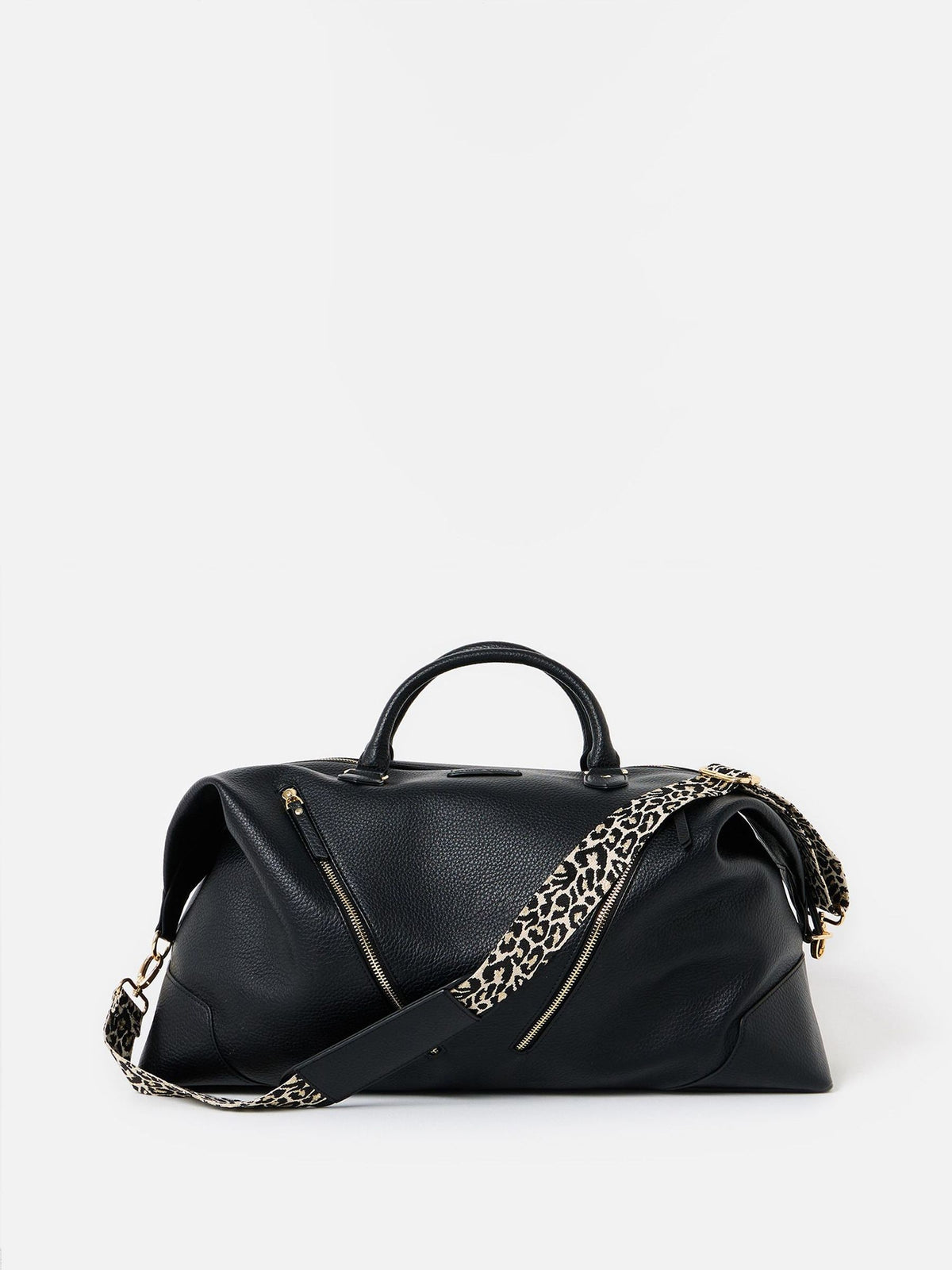 Oliver Bonas Black Leopard Print Weekend Bag