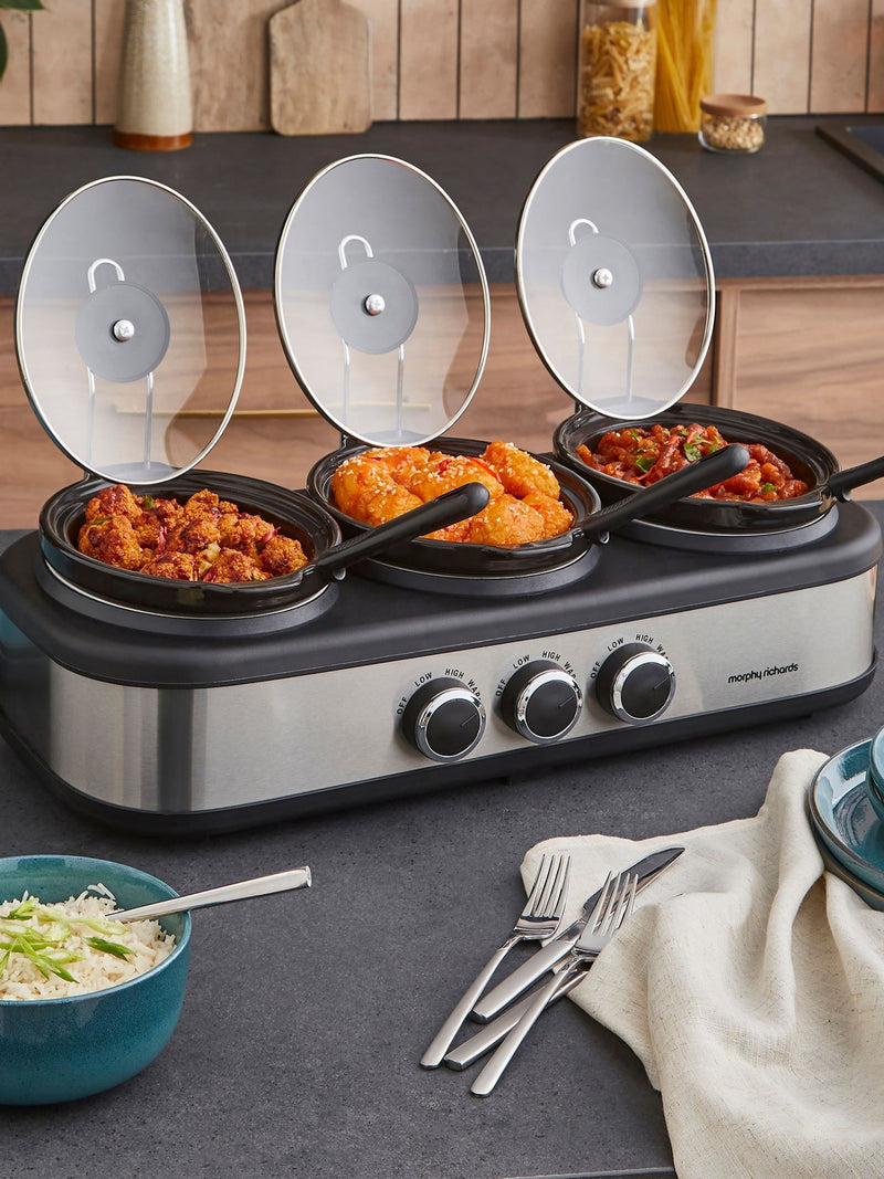 Morphy Richards TrioServe three pot slow cooker 3.9L - British product