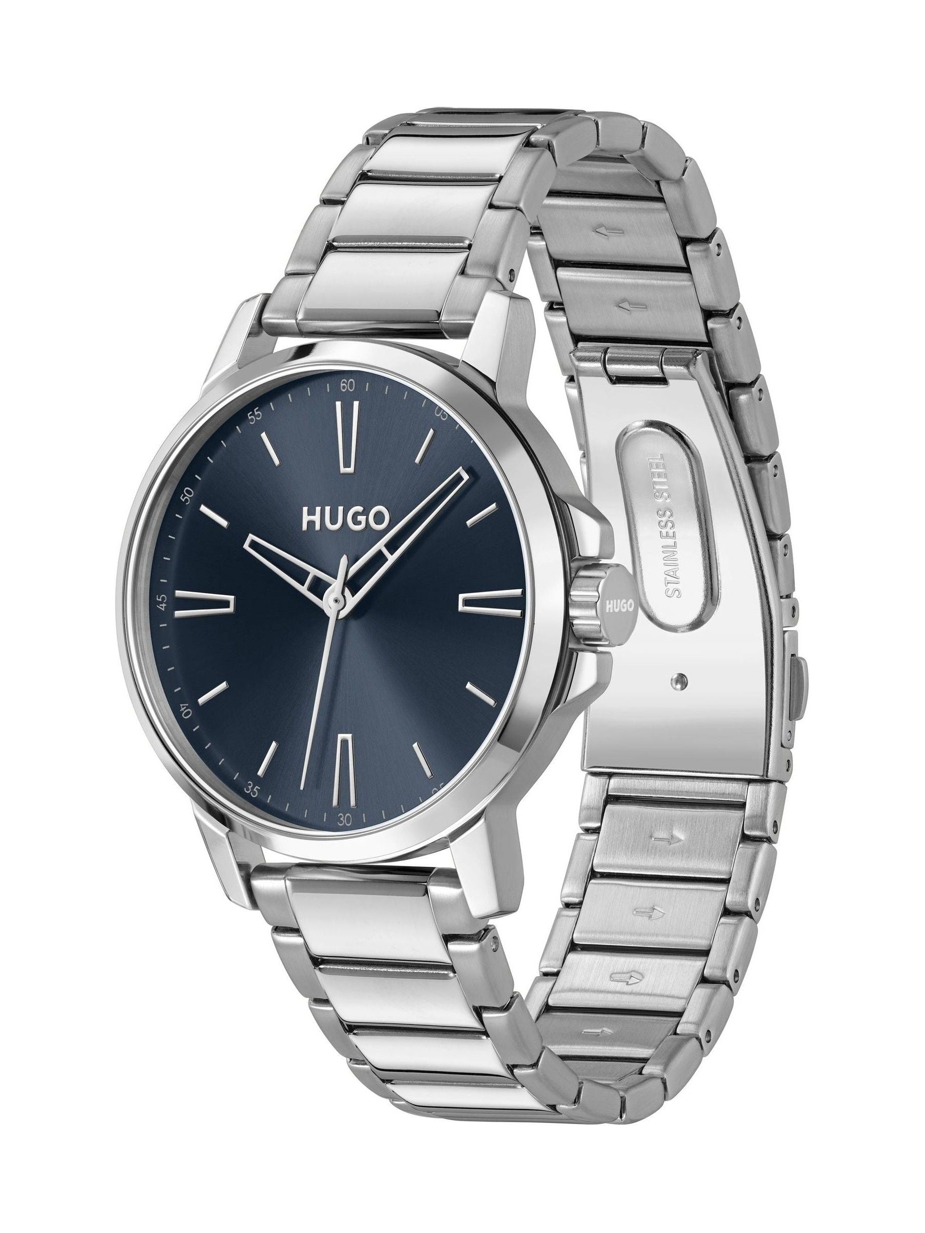HUGO Smooth stainless steel bracelet watch green dial 41mm - British product