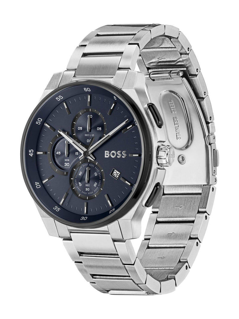 BOSS Silver Tone Peak Chronograph watch 44mm, imported from the UK