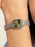 Olivia Burton Mini Grosvenor watch with sage green dial 20mm, imported from the UK
