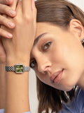 Olivia Burton Mini Grosvenor watch with sage green dial 20mm, imported from the UK