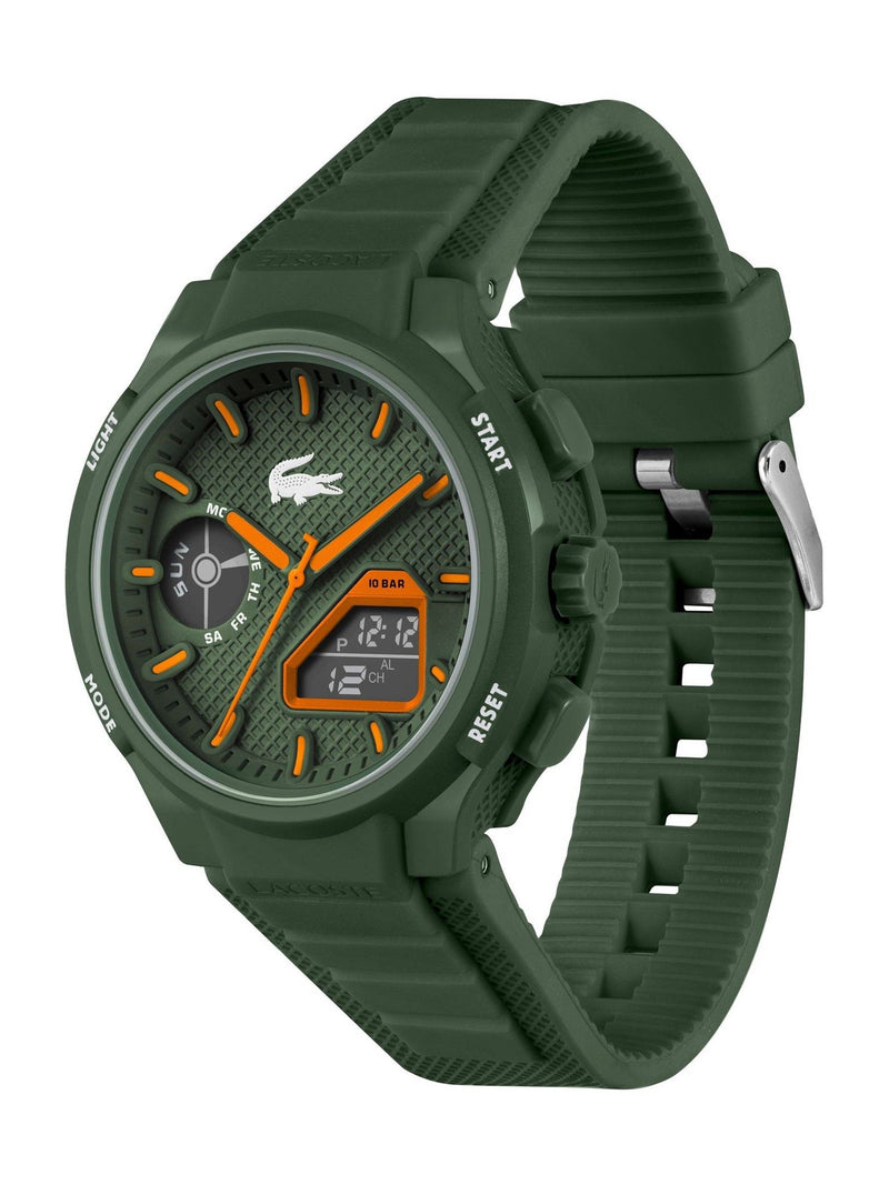 Lacoste Green LC33 watch with TR90 case and silicone strap, UK version